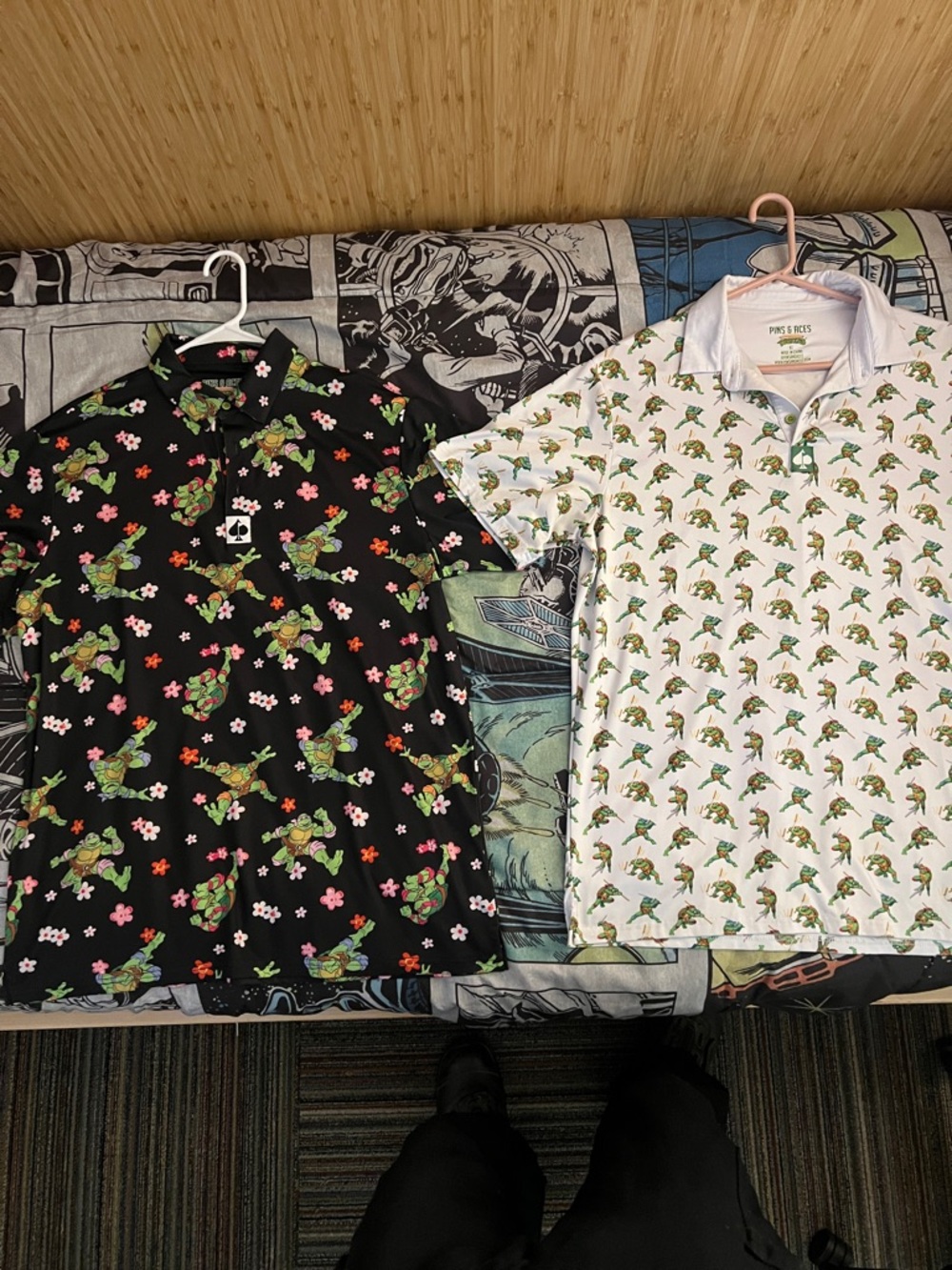 Men's Polo Shirt - White with Turtle Print